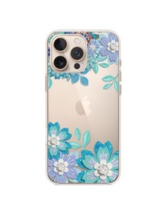 Cover iPhone 16 Pro Max Fiori Invernali Blu Trasparente -...