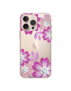 iPhone 16 Pro Max Case Flowers Winter Pink Clear - Sylvia...