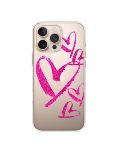 Cover iPhone 16 Pro Max Pink Heart Cuore Rosa Trasparente...