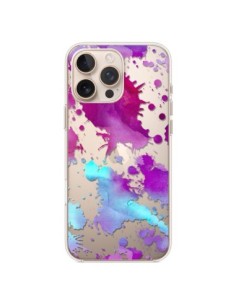 Coque iPhone 16 Pro Max Watercolor Splash Taches Bleu...