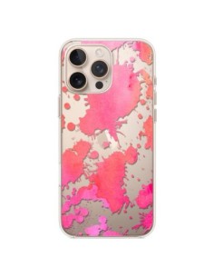 Coque iPhone 16 Pro Max Watercolor Splash Taches Rose...