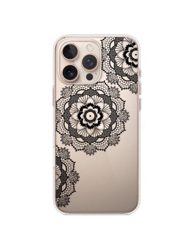 Coque iPhone 16 Pro Max Triple Mandala Noir Black Transparente - Sylvia Cook