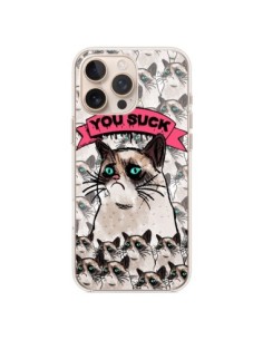 Coque iPhone 16 Pro Max Chat Grumpy Cat - You Suck - Sara...