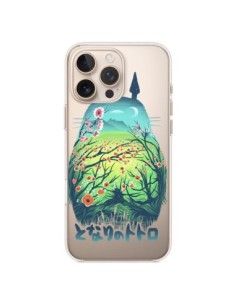 Cover iPhone 16 Pro Max Totoro Manga Fiori Trasparente -...
