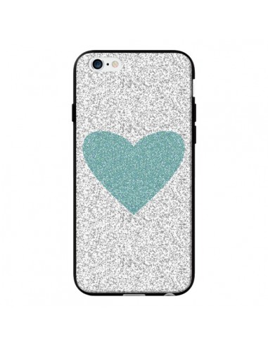 Coque Coeur Bleu Vert Argent Love pour iPhone 6 - Mary Nesrala