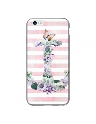 Coque Ancre Rose Fleurs Navire pour iPhone 6 - Monica Martinez