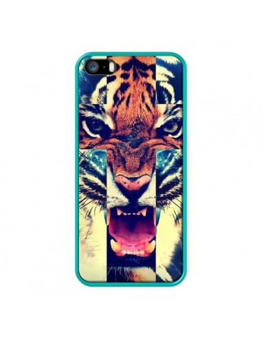Coque Tigre Swag Croix Roar Tiger pour iPhone 5 et 5S - Laetitia