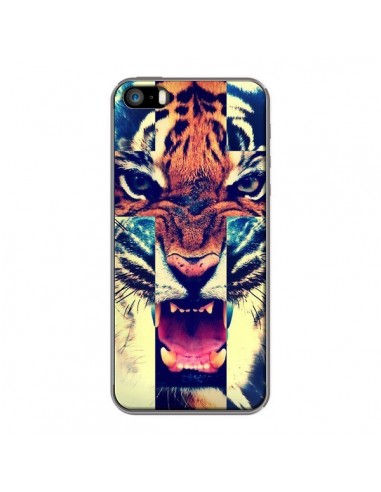 Coque Tigre Swag Croix Roar Tiger pour iPhone 5 et 5S - Laetitia