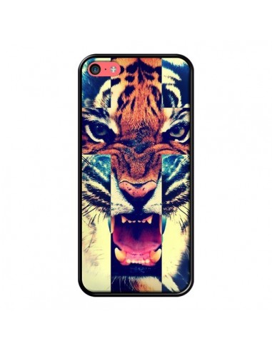 Coque Tigre Swag Croix Roar Tiger pour iPhone 5C - Laetitia