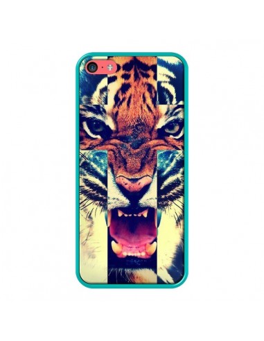 Coque Tigre Swag Croix Roar Tiger pour iPhone 5C - Laetitia