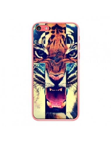 Coque Tigre Swag Croix Roar Tiger pour iPhone 5C - Laetitia