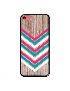 Coque Tribal Aztèque Bois Wood Flèche Rose Bleu pour iPhone 5C - Laetitia 2