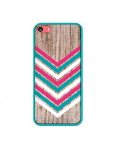 Coque Tribal Aztèque Bois Wood Flèche Rose Bleu pour iPhone 5C - Laetitia