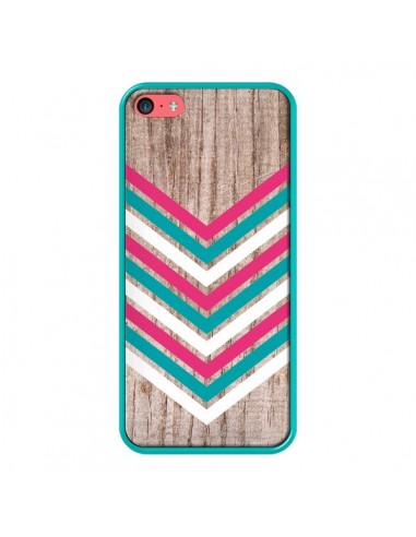 Coque Tribal Aztèque Bois Wood Flèche Rose Bleu pour iPhone 5C - Laetitia