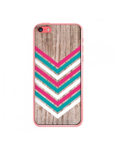 Coque Tribal Aztèque Bois Wood Flèche Rose Bleu pour iPhone 5C - Laetitia