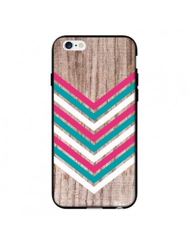 Coque Tribal Aztèque Bois Wood Flèche Rose Bleu pour iPhone 6 - Laetitia