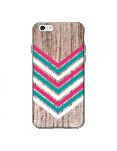Coque Tribal Aztèque Bois Wood Flèche Rose Bleu pour iPhone 6 - Laetitia