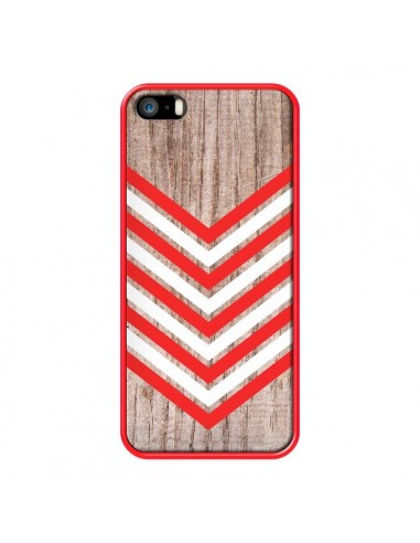 Coque Tribal Aztèque Bois Wood Flèche Rouge Blanc pour iPhone 5 et 5S - Laetitia