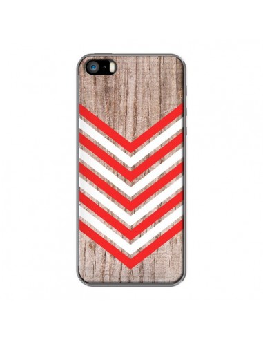 Coque Tribal Aztèque Bois Wood Flèche Rouge Blanc pour iPhone 5 et 5S - Laetitia