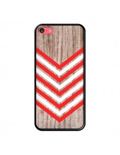 Coque Tribal Aztèque Bois Wood Flèche Rouge Blanc pour iPhone 5C - Laetitia