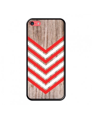 Coque Tribal Aztèque Bois Wood Flèche Rouge Blanc pour iPhone 5C - Laetitia