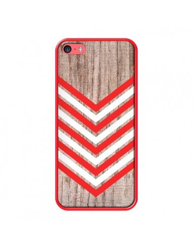 Coque Tribal Aztèque Bois Wood Flèche Rouge Blanc pour iPhone 5C - Laetitia