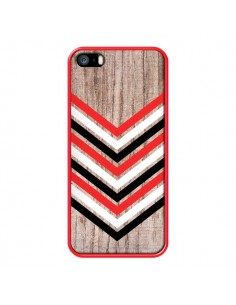 Coque Tribal Aztèque Bois Wood Flèche Rouge Blanc Noir pour iPhone 5 et 5S - Laetitia