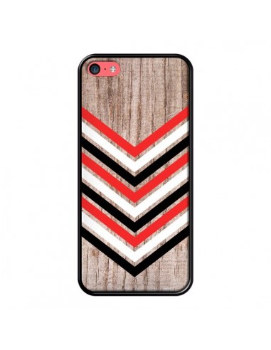 Coque Tribal Aztèque Bois Wood Flèche Rouge Blanc Noir pour iPhone 5C - Laetitia