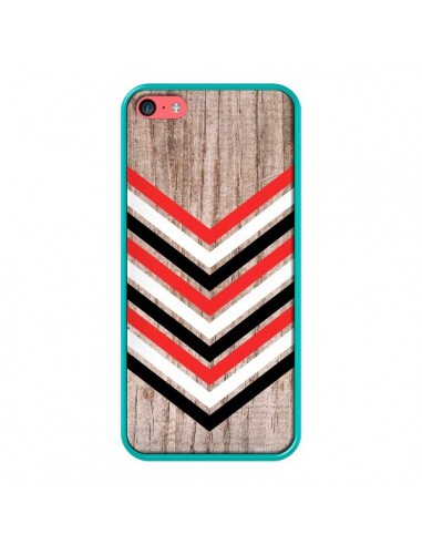 Coque Tribal Aztèque Bois Wood Flèche Rouge Blanc Noir pour iPhone 5C - Laetitia