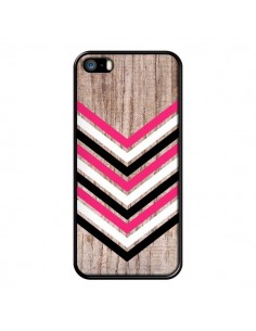 Coque Tribal Aztèque Bois Wood Flèche Rose Blanc Noir pour iPhone 5 et 5S - Laetitia