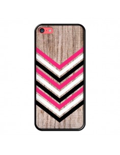 Coque Tribal Aztèque Bois Wood Flèche Rose Blanc Noir pour iPhone 5C - Laetitia