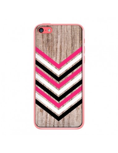 Coque Tribal Aztèque Bois Wood Flèche Rose Blanc Noir pour iPhone 5C - Laetitia