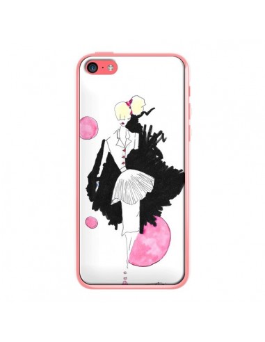 Coque Demoiselle Femme Fashion Mode Rose pour iPhone 5C - Cécile