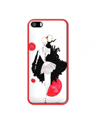 Coque Demoiselle Femme Fashion Mode Rouge pour iPhone 5 et 5S - Cécile