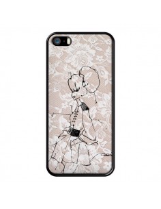 Coque Croquis Dentelle Femme Fashion Mode pour iPhone 5 et 5S - Cécile
