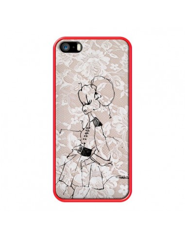 Coque Croquis Dentelle Femme Fashion Mode pour iPhone 5 et 5S - Cécile