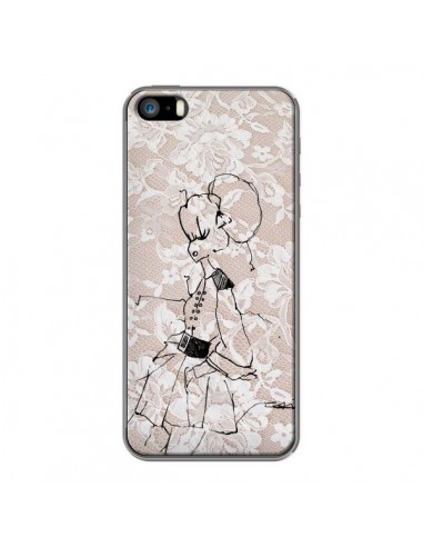 Coque Croquis Dentelle Femme Fashion Mode pour iPhone 5 et 5S - Cécile