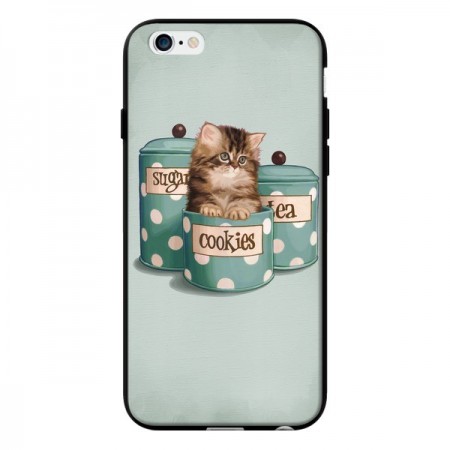 Coque Chaton Chat Kitten Boite Cookies Pois pour iPhone 6 - Maryline Cazenave