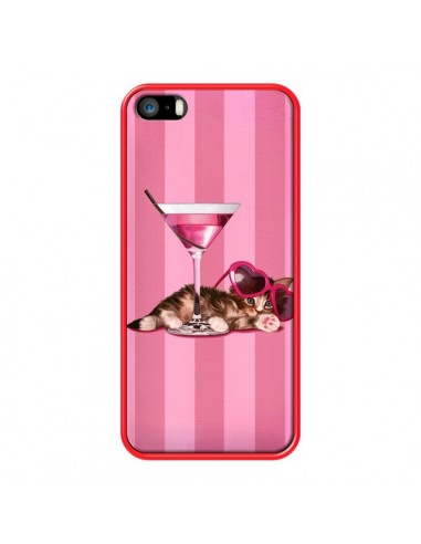 Coque Chaton Chat Kitten Cocktail Lunettes Coeur pour iPhone 5 et 5S - Maryline Cazenave