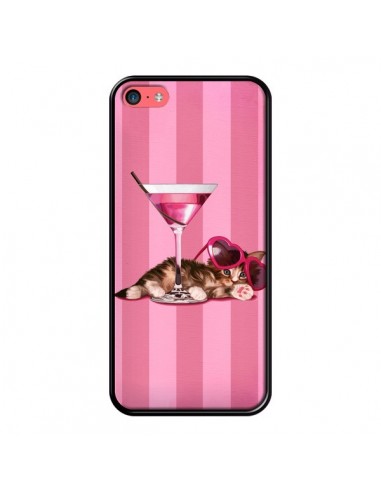 Coque Chaton Chat Kitten Cocktail Lunettes Coeur pour iPhone 5C - Maryline Cazenave