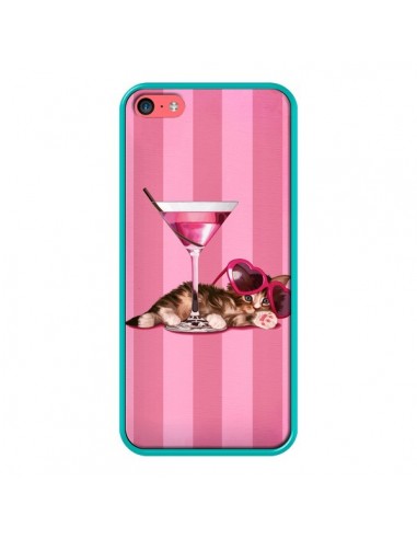 Coque Chaton Chat Kitten Cocktail Lunettes Coeur pour iPhone 5C - Maryline Cazenave