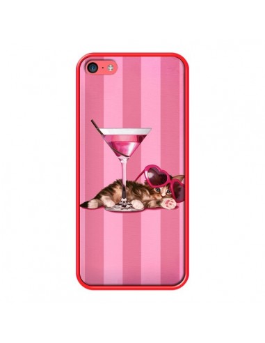 Coque Chaton Chat Kitten Cocktail Lunettes Coeur pour iPhone 5C - Maryline Cazenave