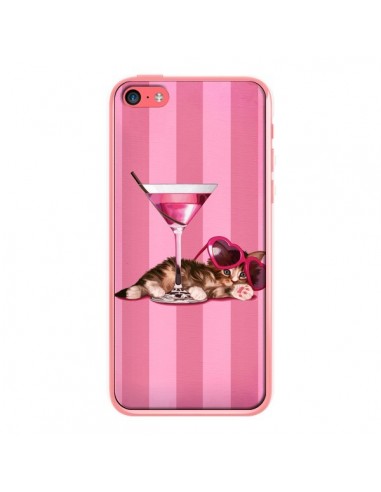 Coque Chaton Chat Kitten Cocktail Lunettes Coeur pour iPhone 5C - Maryline Cazenave
