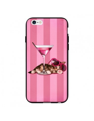 Coque Chaton Chat Kitten Cocktail Lunettes Coeur pour iPhone 6 - Maryline Cazenave
