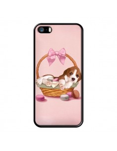 Coque Chien Dog Panier Noeud Papillon Macarons pour iPhone 5 et 5S - Maryline Cazenave
