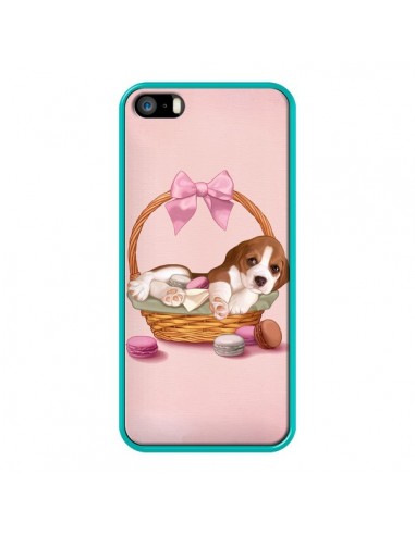 Coque Chien Dog Panier Noeud Papillon Macarons pour iPhone 5 et 5S - Maryline Cazenave