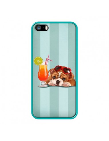 Coque Chien Dog Cocktail Lunettes Coeur pour iPhone 5 et 5S - Maryline Cazenave