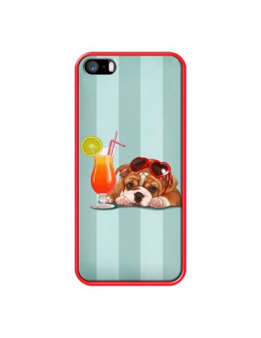 Coque Chien Dog Cocktail Lunettes Coeur pour iPhone 5 et 5S - Maryline Cazenave