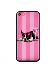 Coque Chien Dog Cocktail Lunettes Coeur Rose pour iPhone 5C - Maryline Cazenave