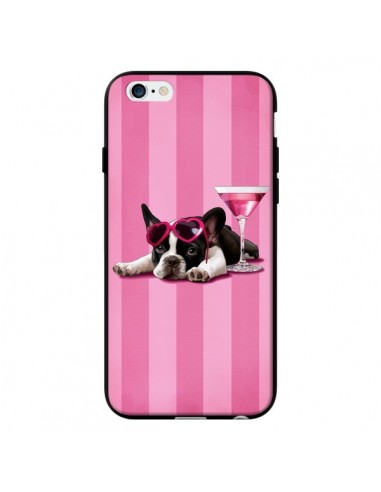 Coque Chien Dog Cocktail Lunettes Coeur Rose pour iPhone 6 - Maryline Cazenave